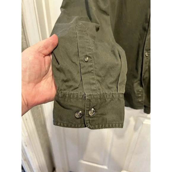Columbia Sportswear Logo Button-Down Shirt‎ Size 2XL Green Cotton Hiking Fishing - Picture 6 of 9